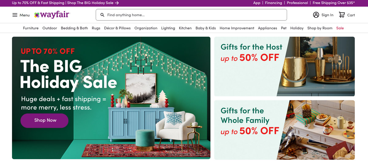 Wayfair - one of the largest ecommerce platforms in 2024
